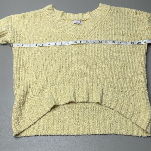 So Pullover Sweater Cable Knit Hi-Low Cropped Long Sleeve Butter Yellow Junior M - Picture 8 of 10